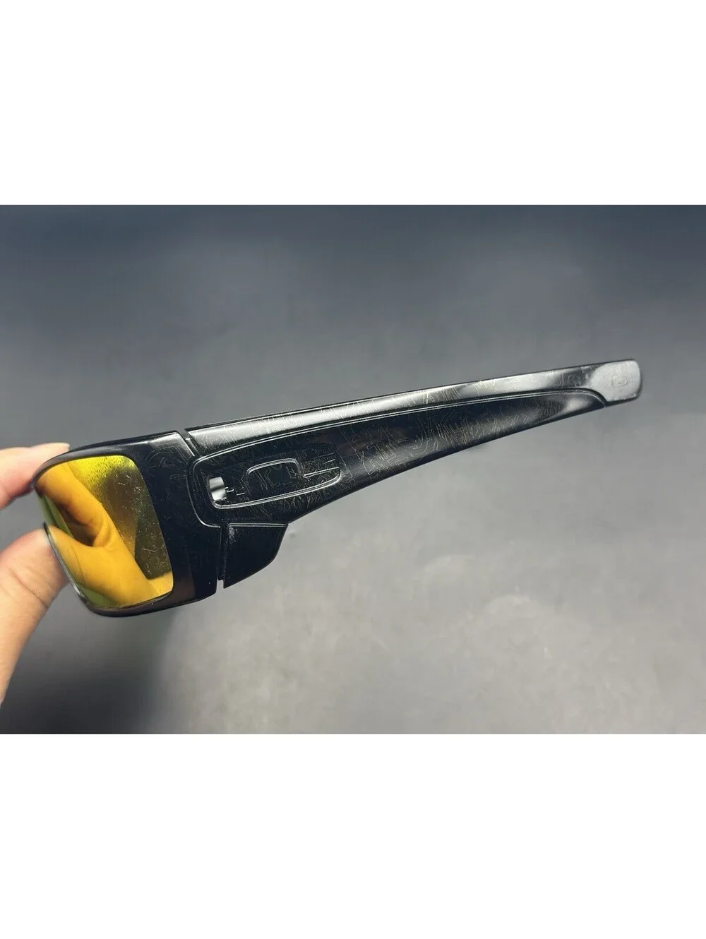Oakley Batwolf Polished Black Gold History Text W/ Fire Iridium (Icons included)